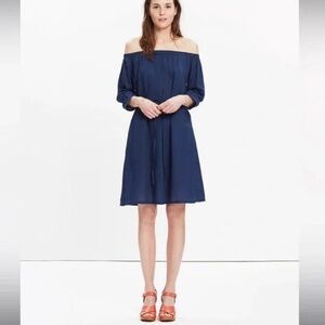 Madewell Indigo Off The Shoulder Dress M All Cotton